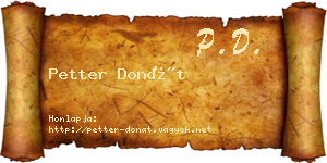 Petter Donát névjegykártya